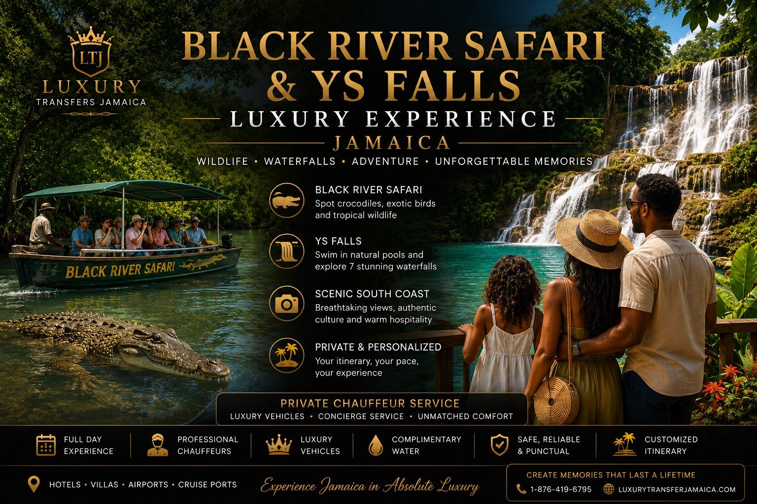 Black River Safari YS Falls Luxury Experience Jamaica