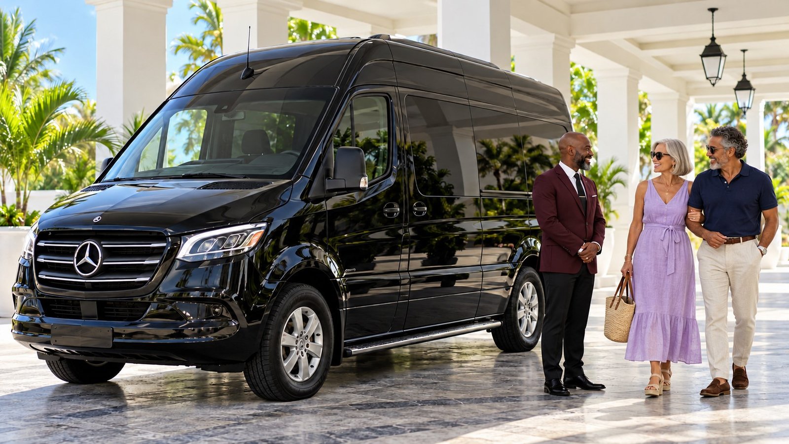 Mercedes-Benz VIP Sprinter for luxury airport transfers to Excellence Oyster Bay