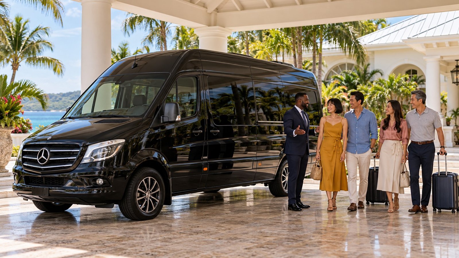 Luxury Airport Transfers to Sandals South Coast 4 Mercedes-Benz VIP Sprinter for luxury airport transfers to Sandals South Coast